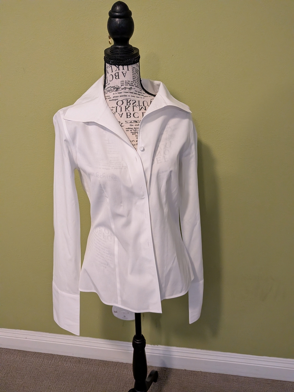 Talbots White Stretch Button-Front Shirt